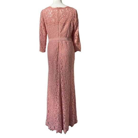 Tadashi Shoji blush Evening Dress Gown Cocktail Wedding Lace Lined Pink Size 12 - Picture 2 of 14